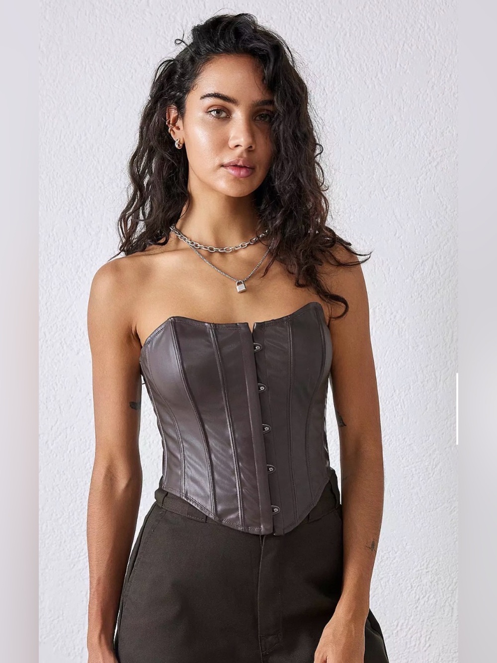 UO Luna Brown Vegan Leather Renaissance Underbust Corset Belt S/M